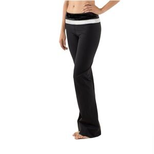 LULULEMON Groove Yoga Wide Leg Pant Luon Stretch Flare Colorblock Black White 6